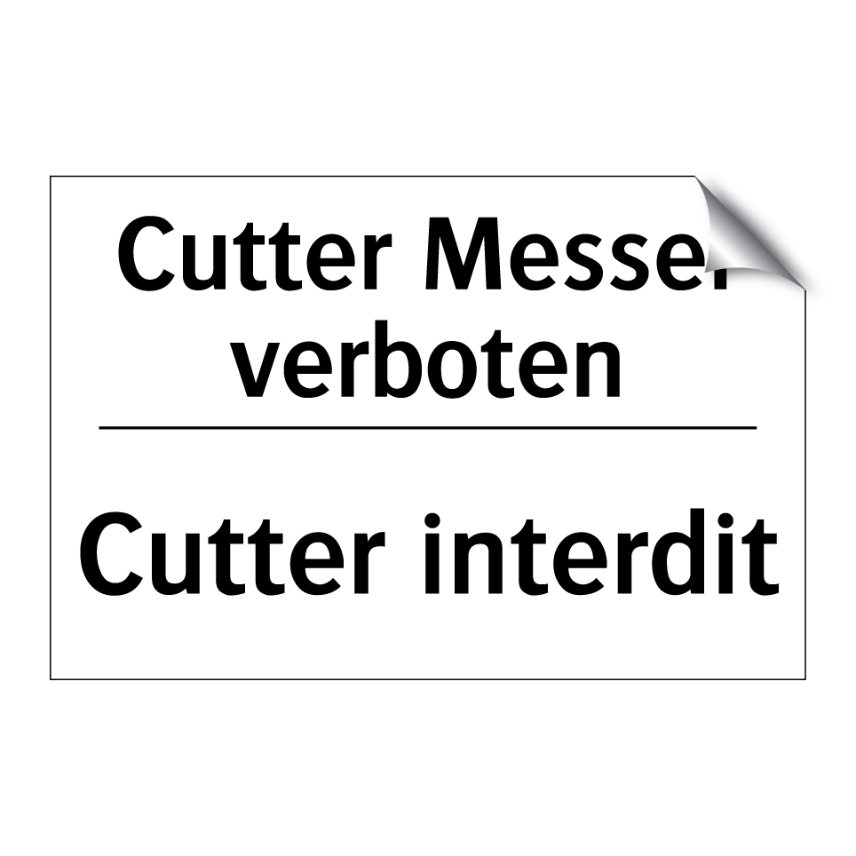 Cutter Messer verboten - Cutter interdit