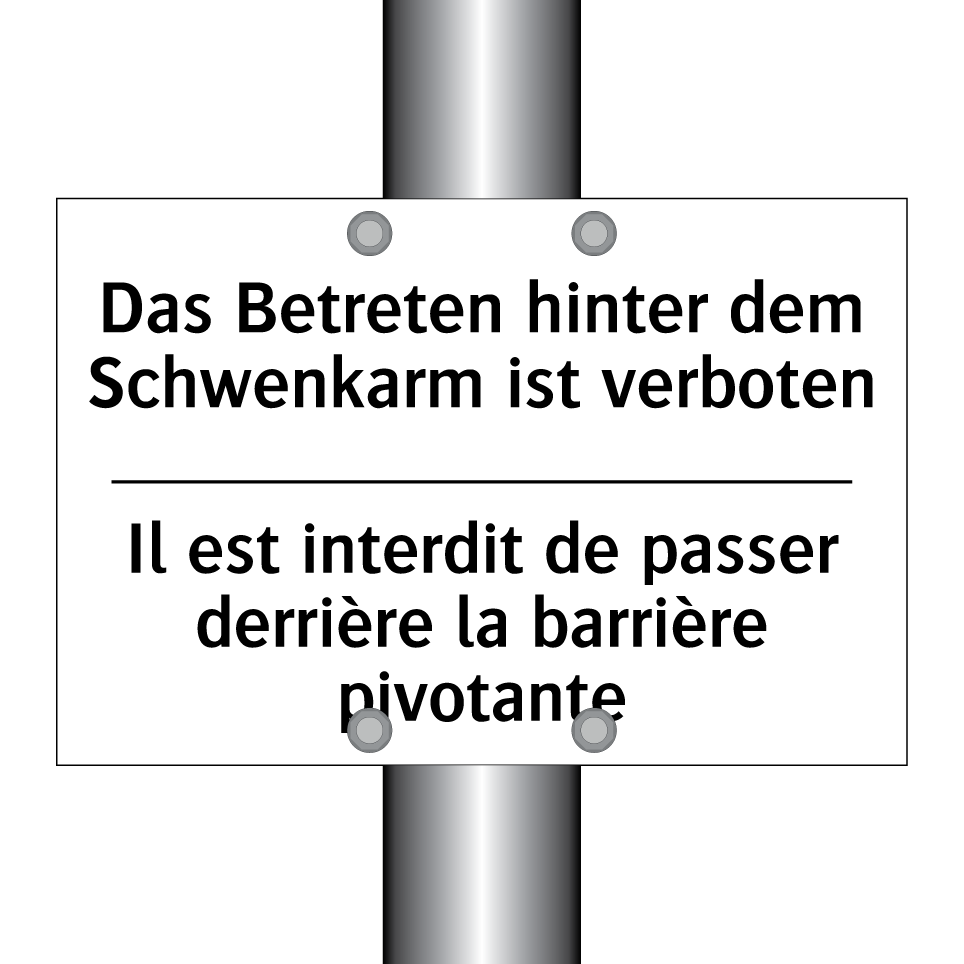 Das Betreten hinter dem Schwenkarm /.../ - Il est interdit de passer derrière /.../