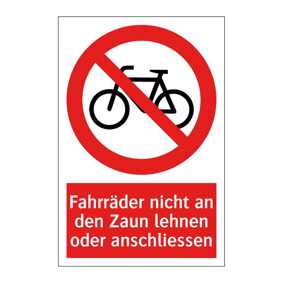 Fahrräder nicht an den Zaun lehnen oder anschliessen