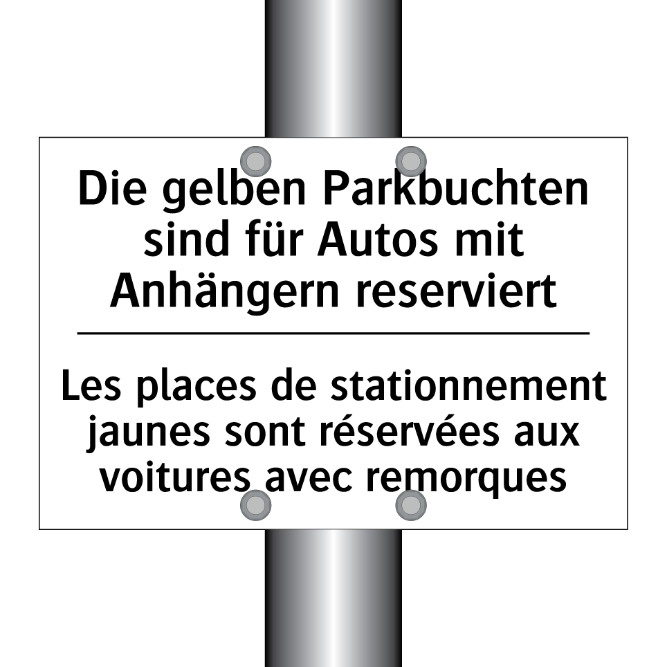 Die gelben Parkbuchten sind für /.../ - Les places de stationnement jaunes /.../