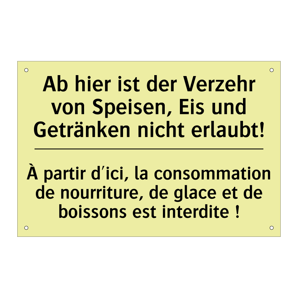 Ab hier ist der Verzehr von Speisen, /.../ - À partir d'ici, la consommation /.../