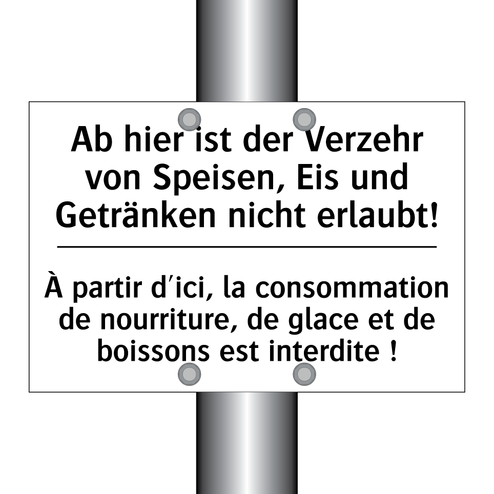 Ab hier ist der Verzehr von Speisen, /.../ - À partir d'ici, la consommation /.../