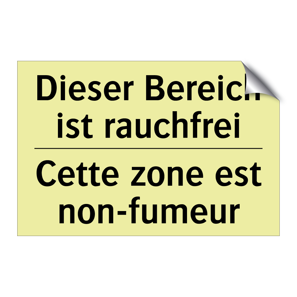 Dieser Bereich ist rauchfrei - Cette zone est non-fumeur