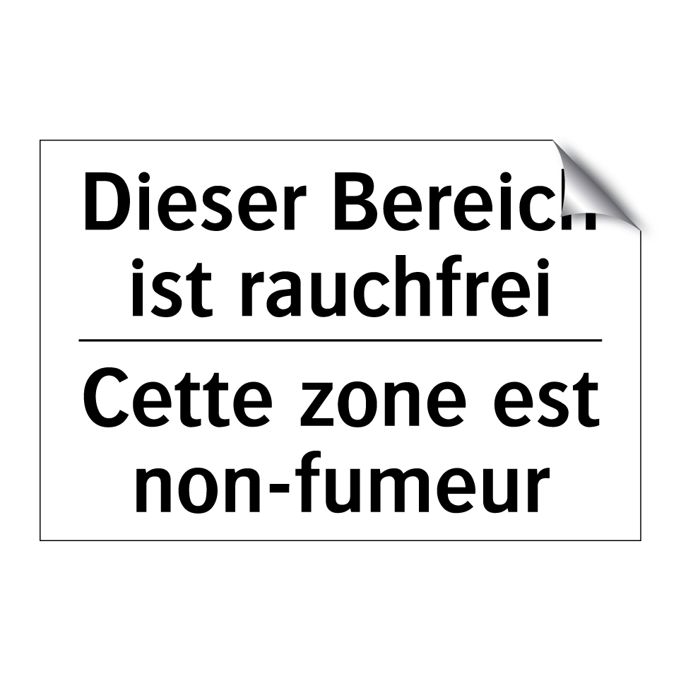 Dieser Bereich ist rauchfrei - Cette zone est non-fumeur