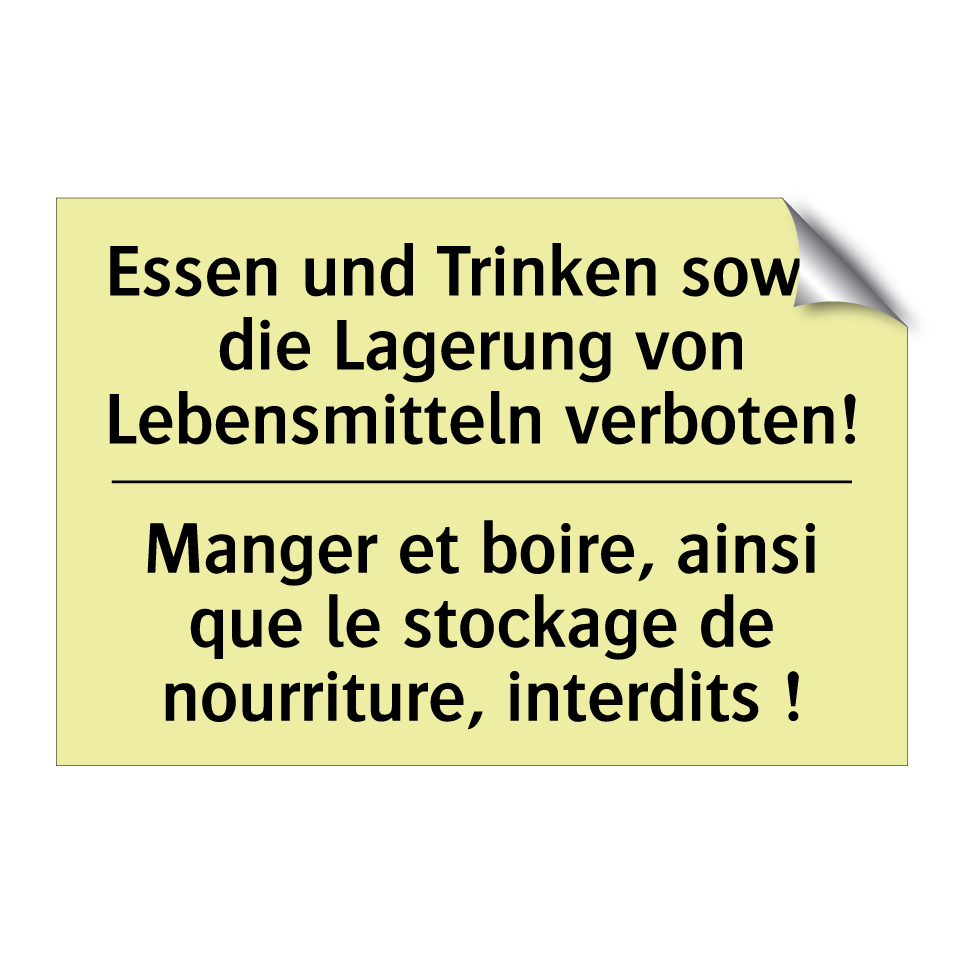 Essen und Trinken sowie die Lagerung /.../ - Manger et boire, ainsi que le /.../