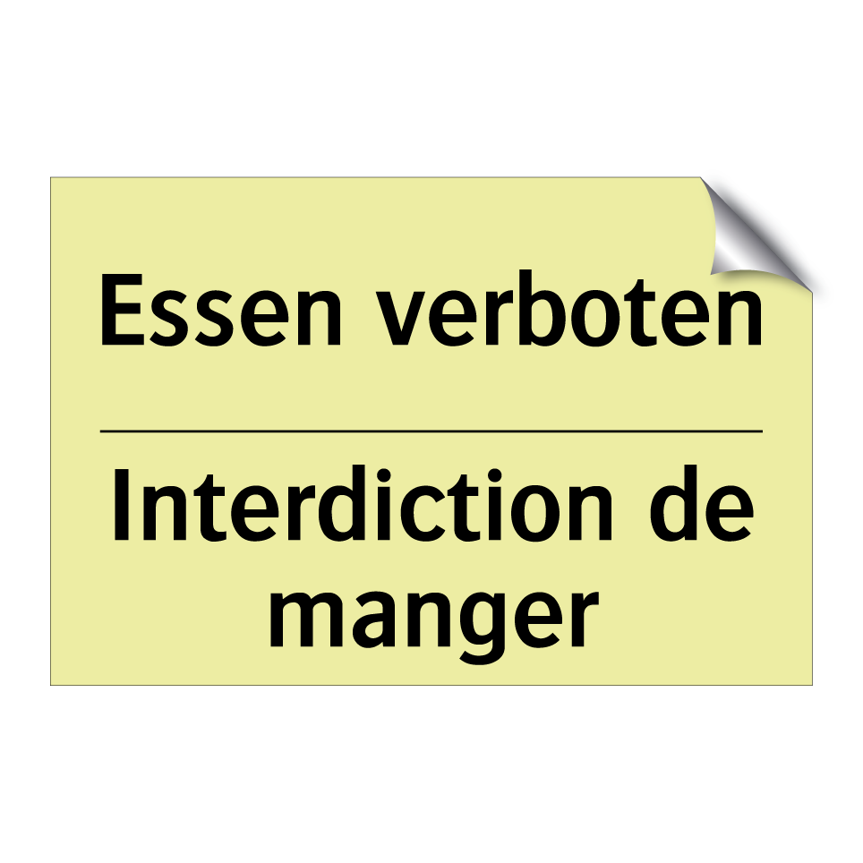 Essen verboten - Interdiction de manger