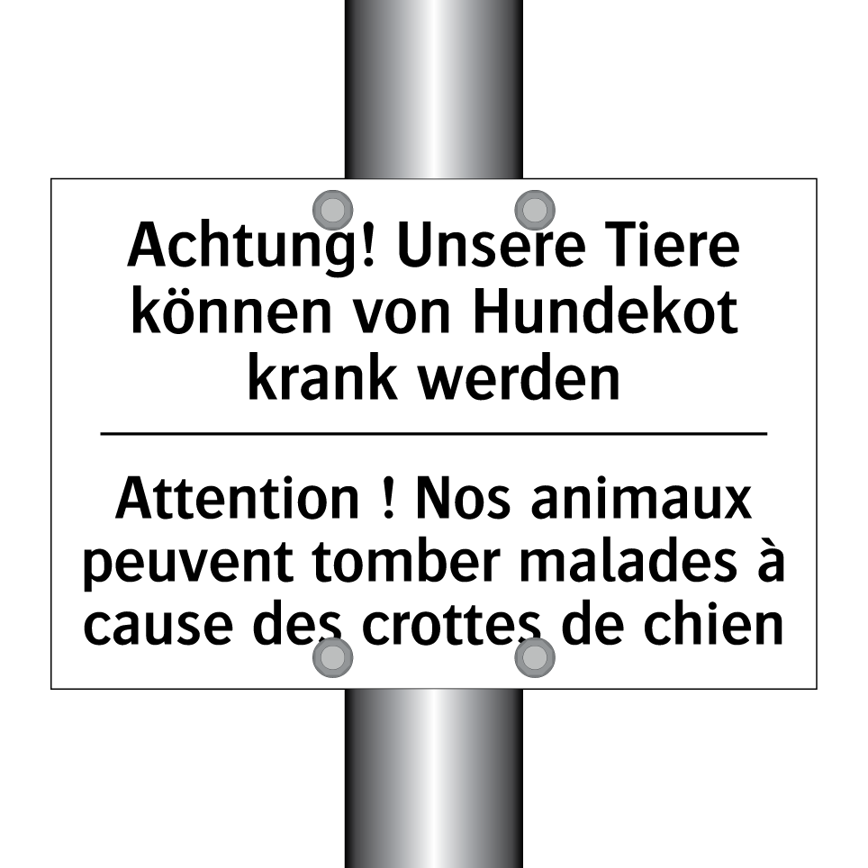 Achtung! Unsere Tiere können von /.../ - Attention ! Nos animaux peuvent /.../