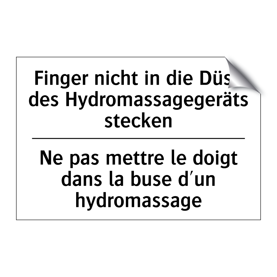 Finger nicht in die Düse des Hydromassagegeräts /.../ - Ne pas mettre le doigt dans la /.../