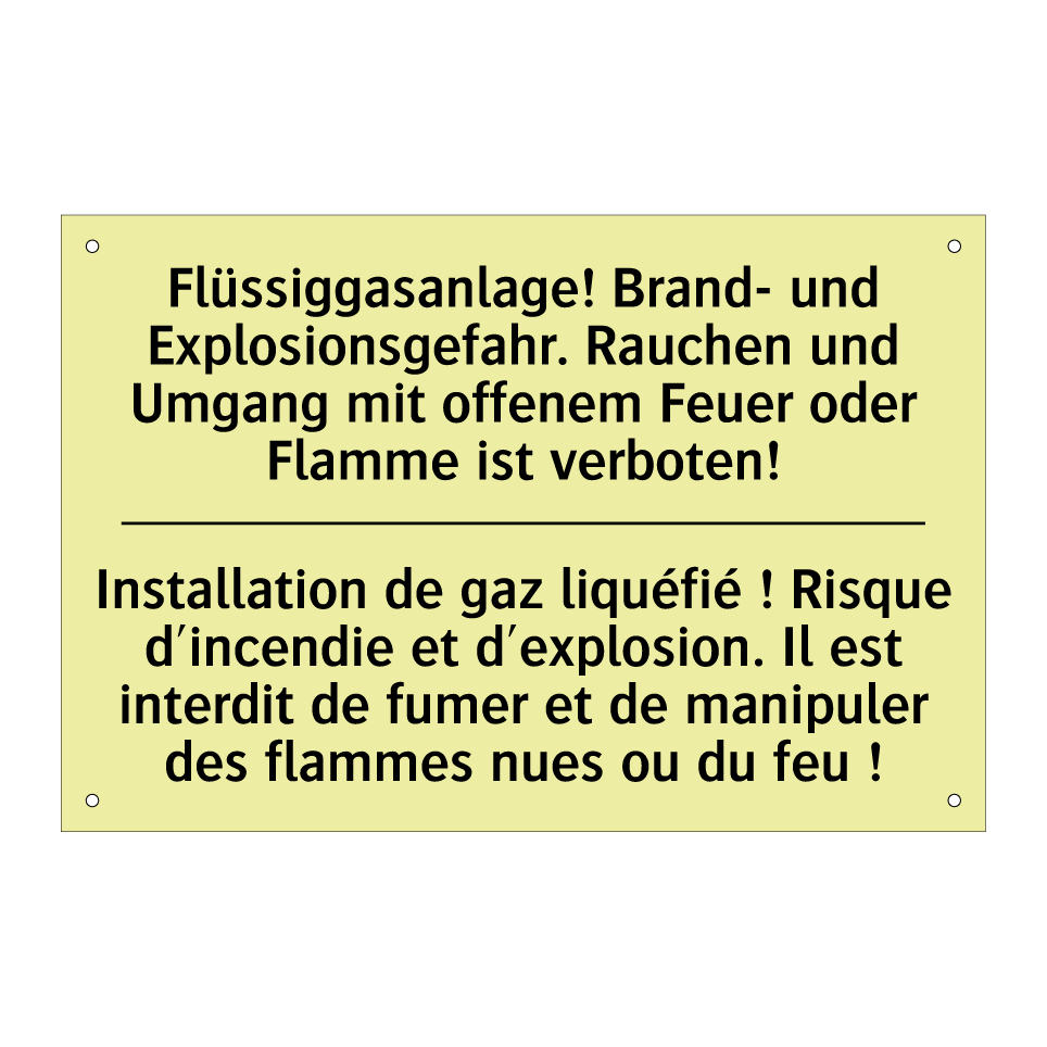 Flüssiggasanlage! Brand- und Explosionsgefahr. /.../ - Installation de gaz liquéfié ! /.../