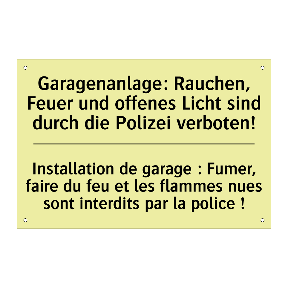 Garagenanlage: Rauchen, Feuer /.../ - Installation de garage : Fumer, /.../