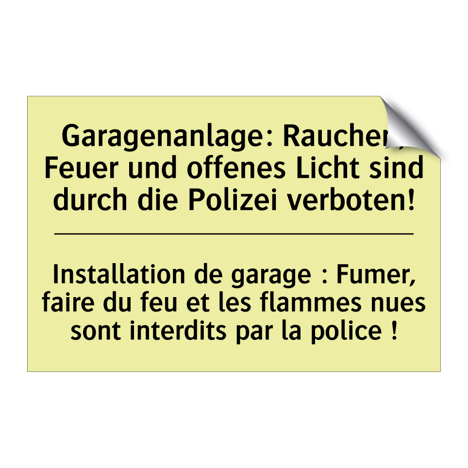 Garagenanlage: Rauchen, Feuer /.../ - Installation de garage : Fumer, /.../