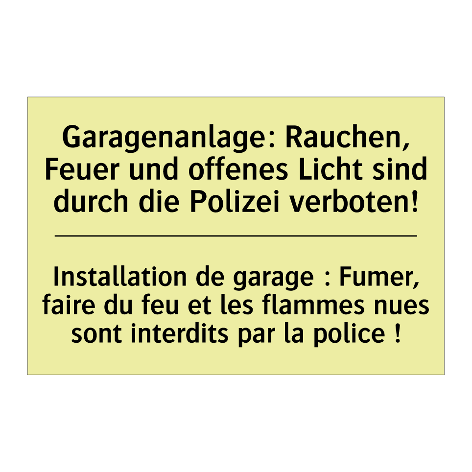 Garagenanlage: Rauchen, Feuer /.../ - Installation de garage : Fumer, /.../
