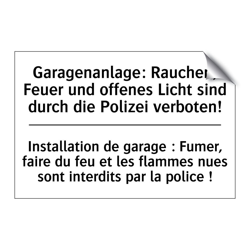 Garagenanlage: Rauchen, Feuer /.../ - Installation de garage : Fumer, /.../