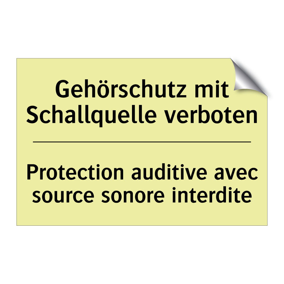 Gehörschutz mit Schallquelle verboten /.../ - Protection auditive avec source /.../