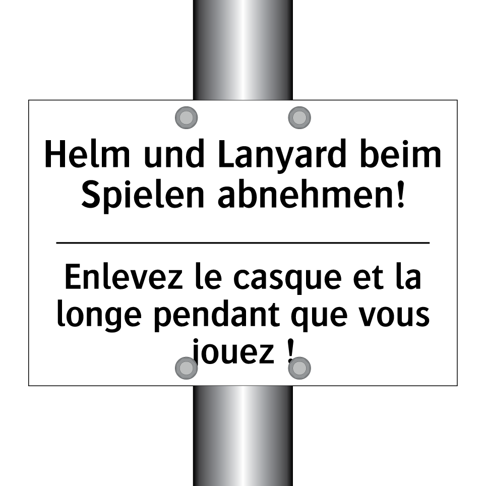Helm und Lanyard beim Spielen /.../ - Enlevez le casque et la longe /.../