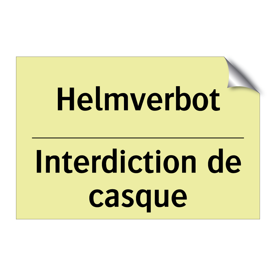 Helmverbot - Interdiction de casque