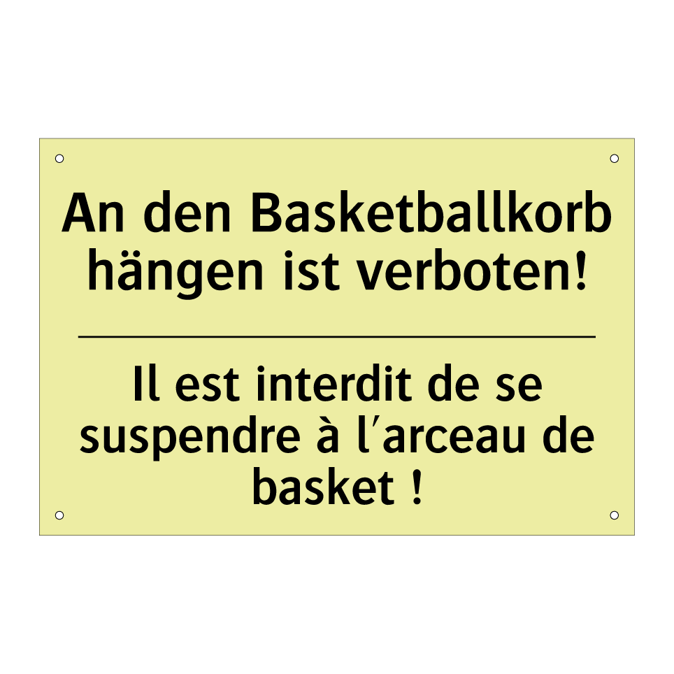 An den Basketballkorb hängen ist /.../ - Il est interdit de se suspendre /.../