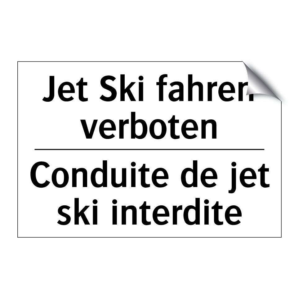 Jet Ski fahren verboten - Conduite de jet ski interdite