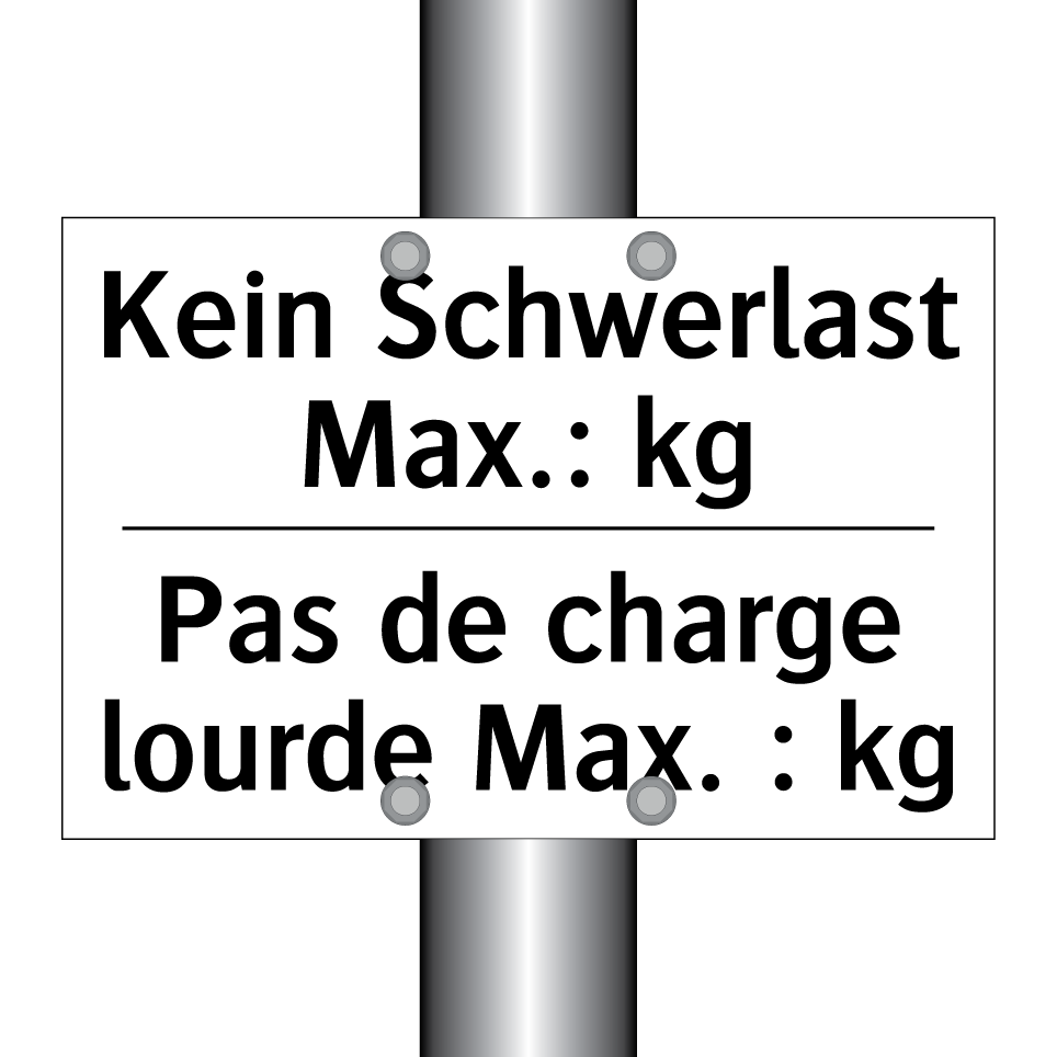 Kein Schwerlast Max.: kg - Pas de charge lourde Max. : kg