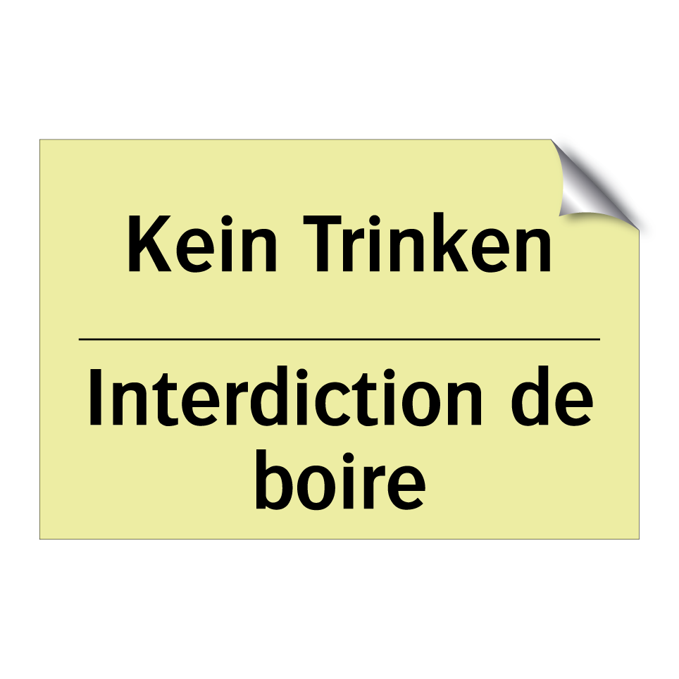 Kein Trinken - Interdiction de boire