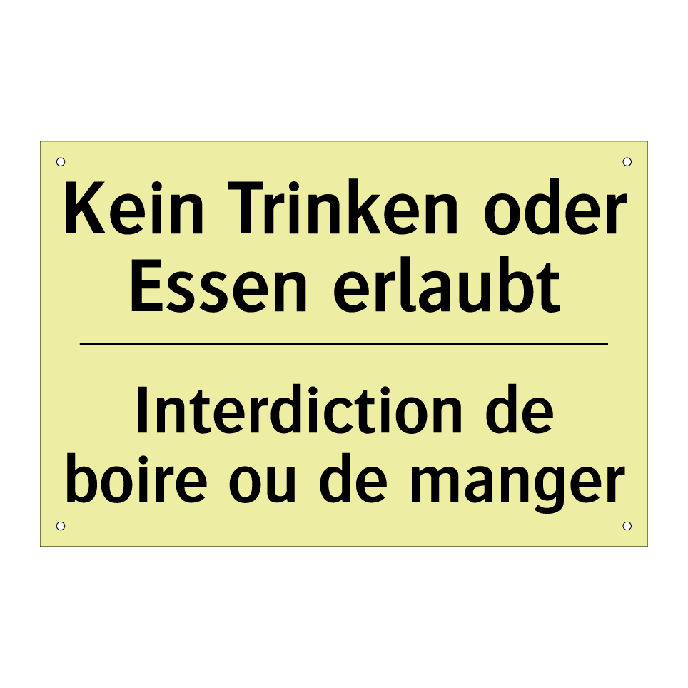 Kein Trinken oder Essen erlaubt /.../ - Interdiction de boire ou de manger /.../