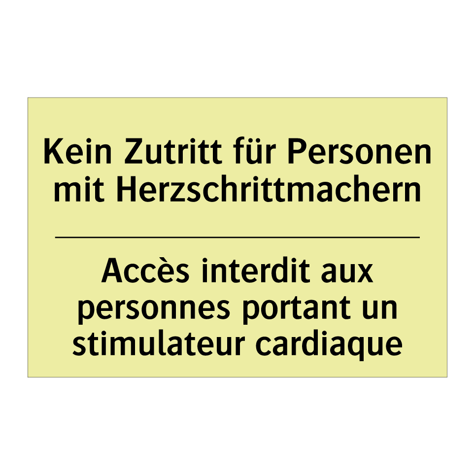 Kein Zutritt für Personen mit /.../ - Accès interdit aux personnes portant /.../