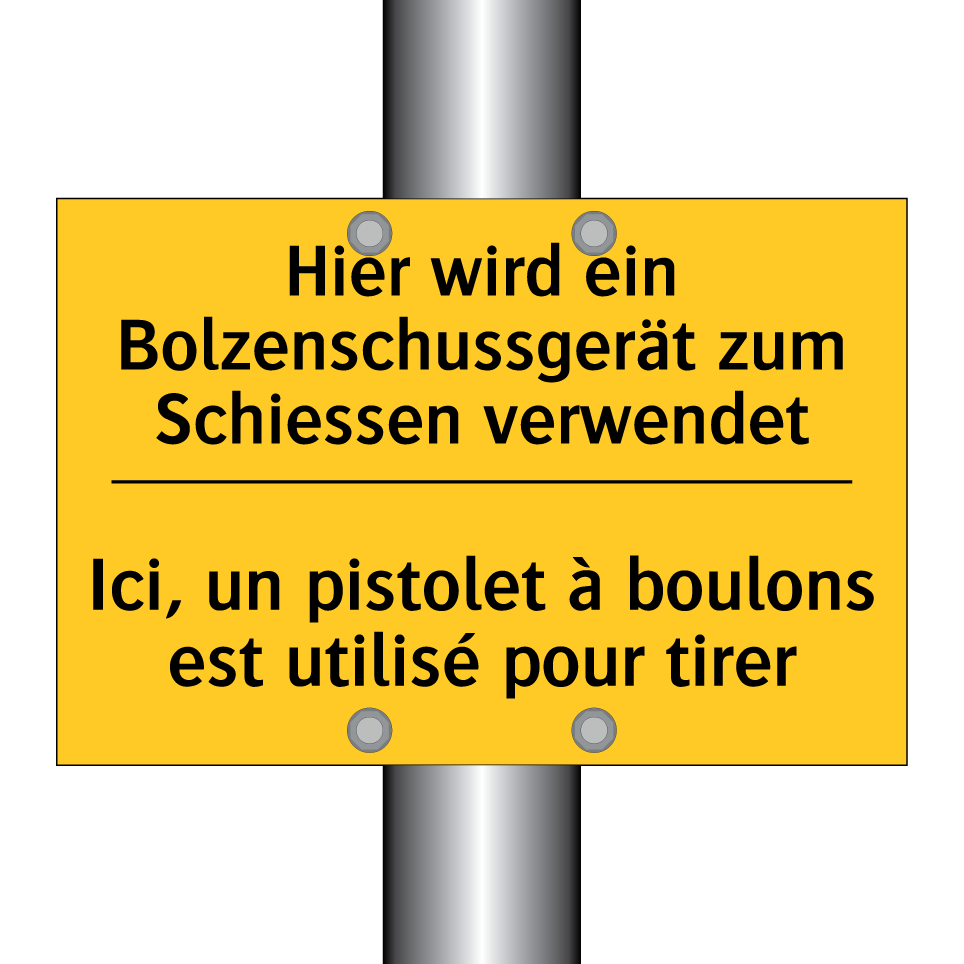Hier wird ein Bolzenschussgerät /.../ - Ici, un pistolet à boulons est /.../