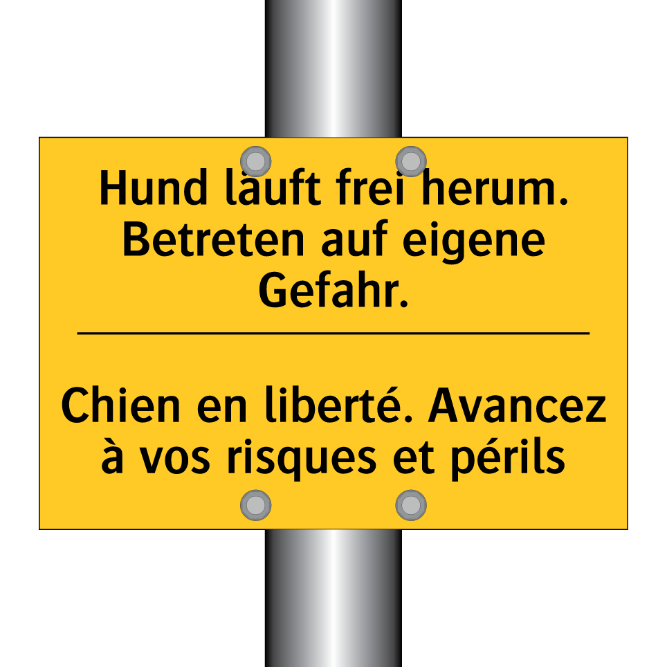 Hund läuft frei herum. Betreten /.../ - Chien en liberté. Avancez à vos /.../