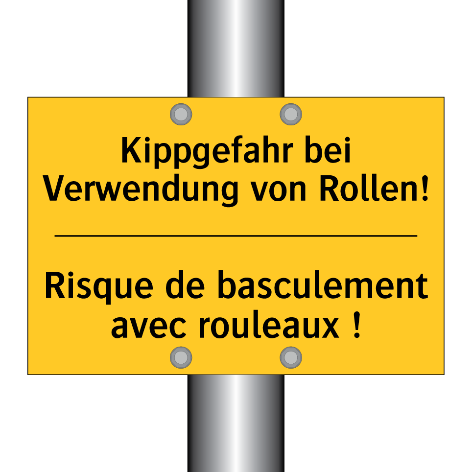 Kippgefahr bei Verwendung von /.../ - Risque de basculement avec rouleaux /.../
