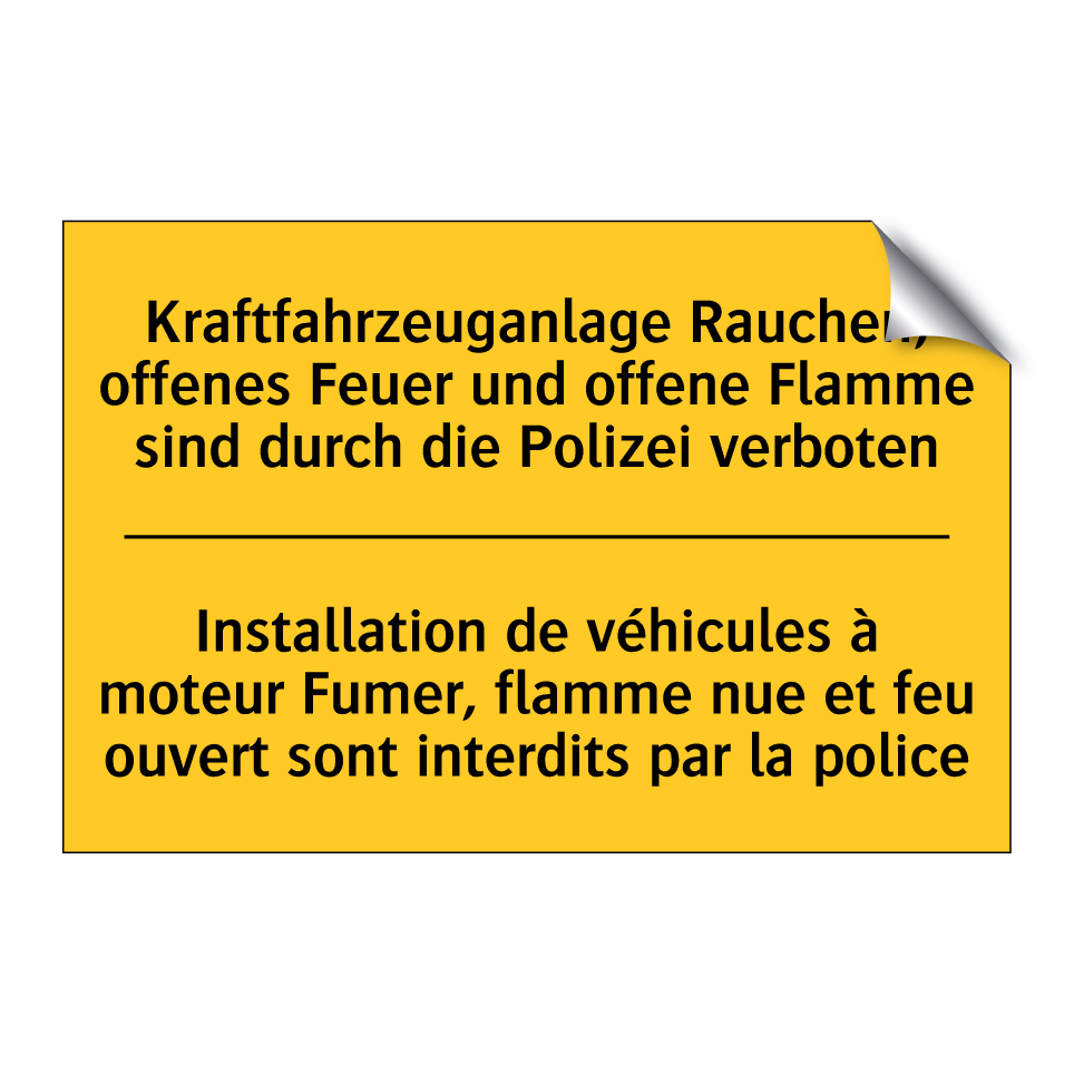 Kraftfahrzeuganlage Rauchen, offenes /.../ - Installation de véhicules à moteur /.../