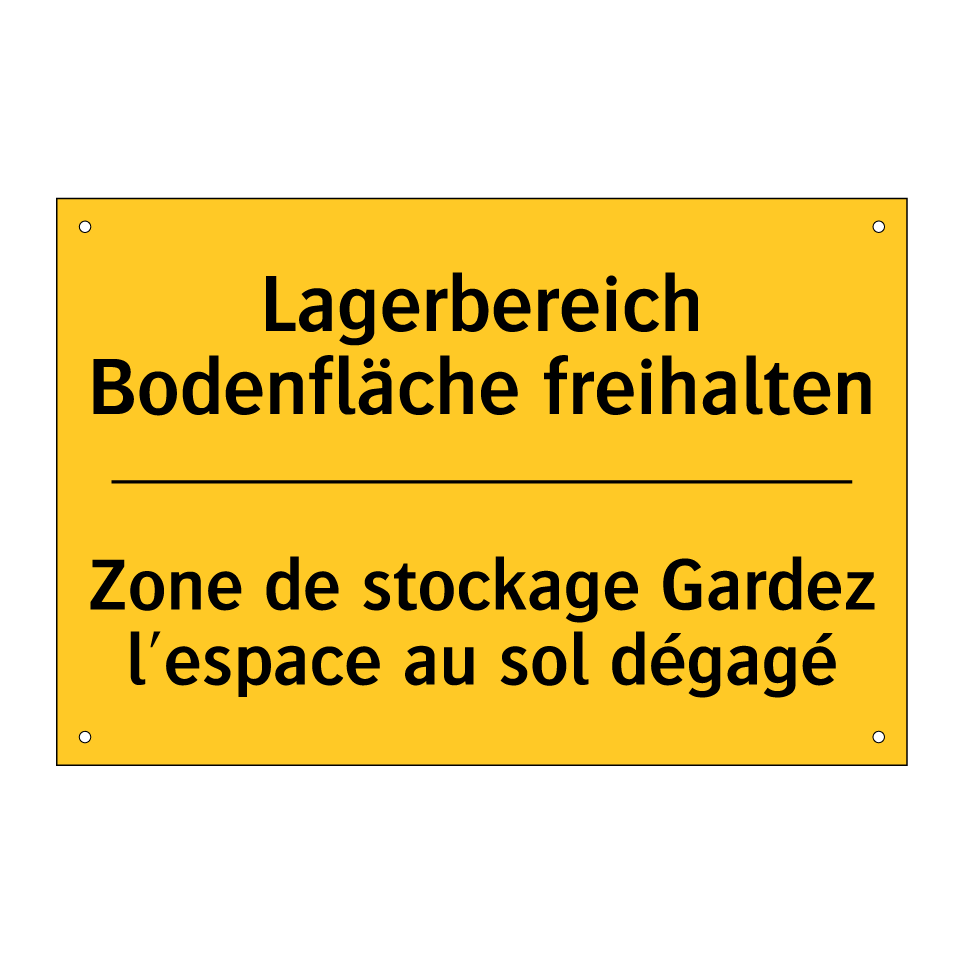 Lagerbereich Bodenfläche freihalten /.../ - Zone de stockage Gardez l'espace /.../