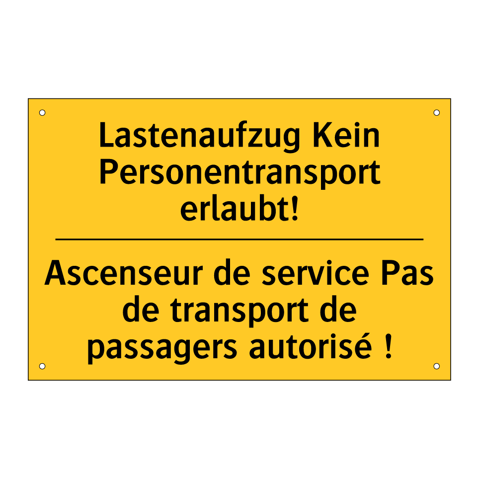 Lastenaufzug Kein Personentransport /.../ - Ascenseur de service Pas de transport /.../