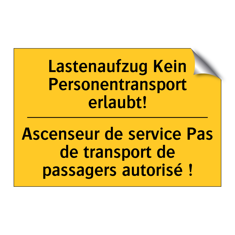 Lastenaufzug Kein Personentransport /.../ - Ascenseur de service Pas de transport /.../
