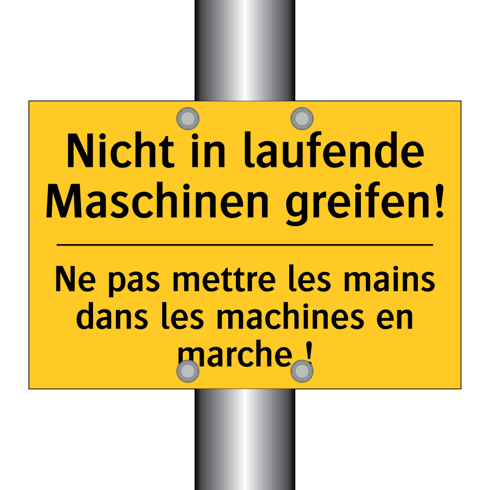 Nicht in laufende Maschinen greifen! /.../ - Ne pas mettre les mains dans les /.../