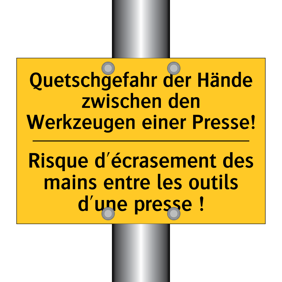 Quetschgefahr der Hände zwischen /.../ - Risque d'écrasement des mains /.../