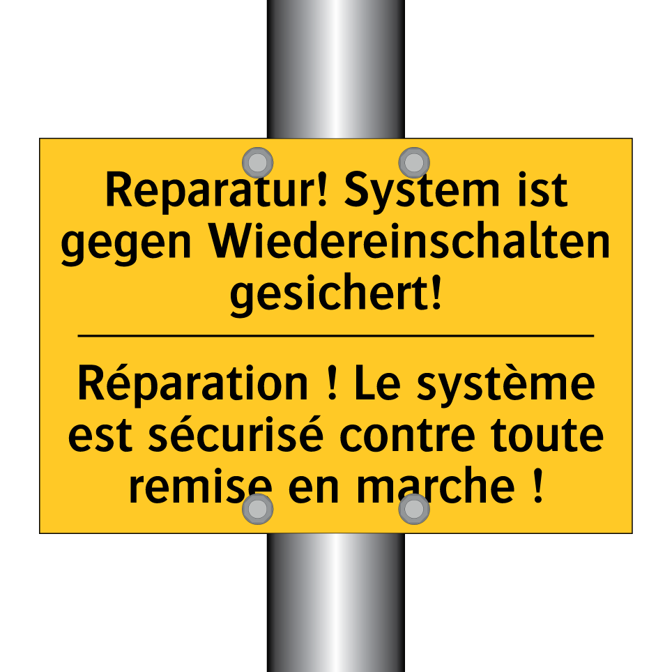 Reparatur! System ist gegen Wiedereinschalten /.../ - Réparation ! Le système est sécurisé /.../