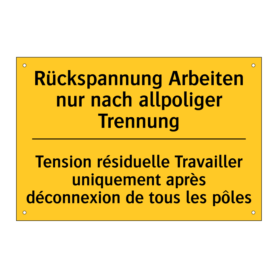 Rückspannung Arbeiten nur nach /.../ - Tension résiduelle Travailler /.../