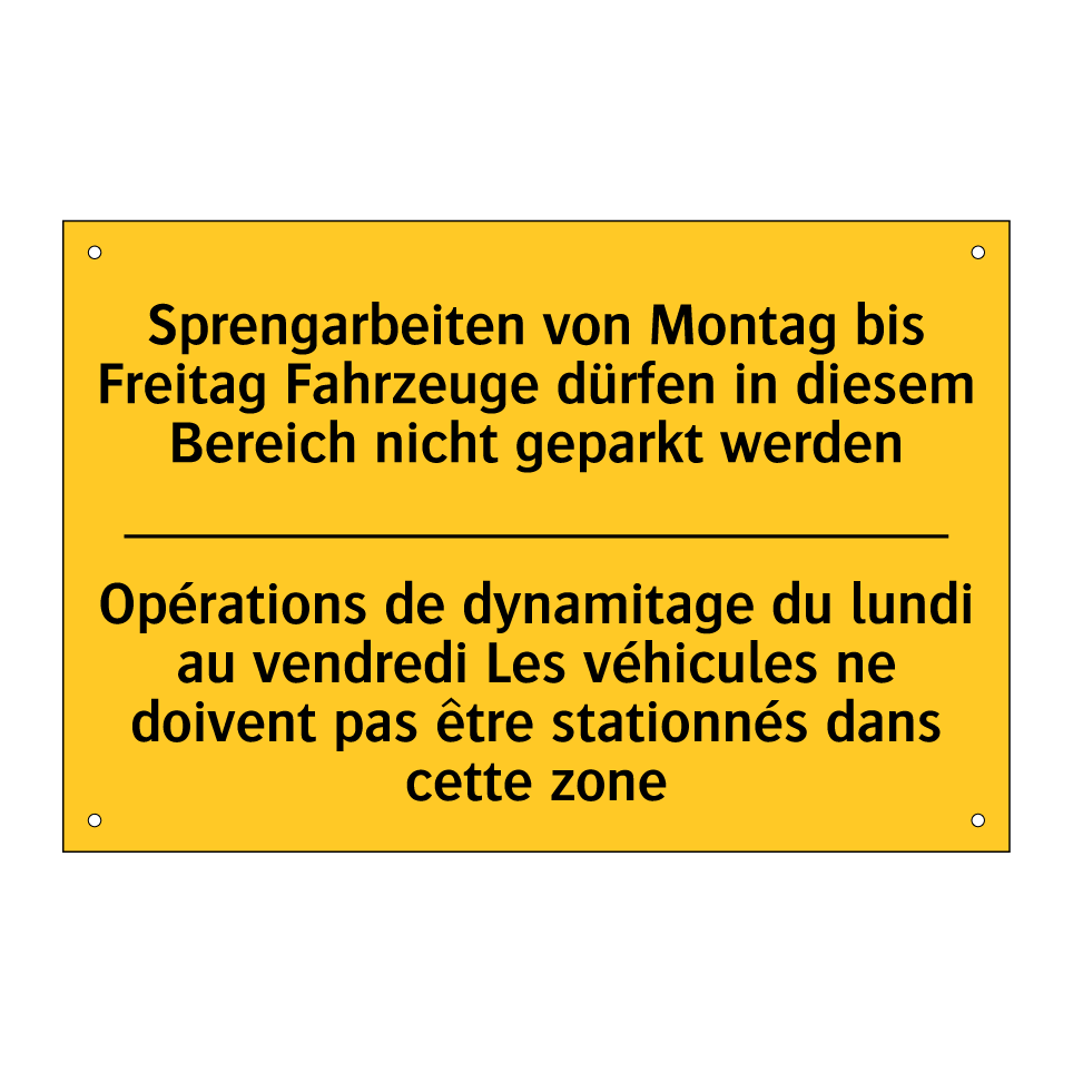 Sprengarbeiten von Montag bis /.../ - Opérations de dynamitage du lundi /.../