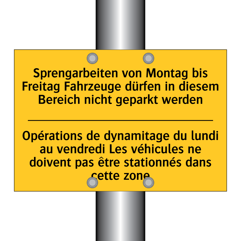 Sprengarbeiten von Montag bis /.../ - Opérations de dynamitage du lundi /.../