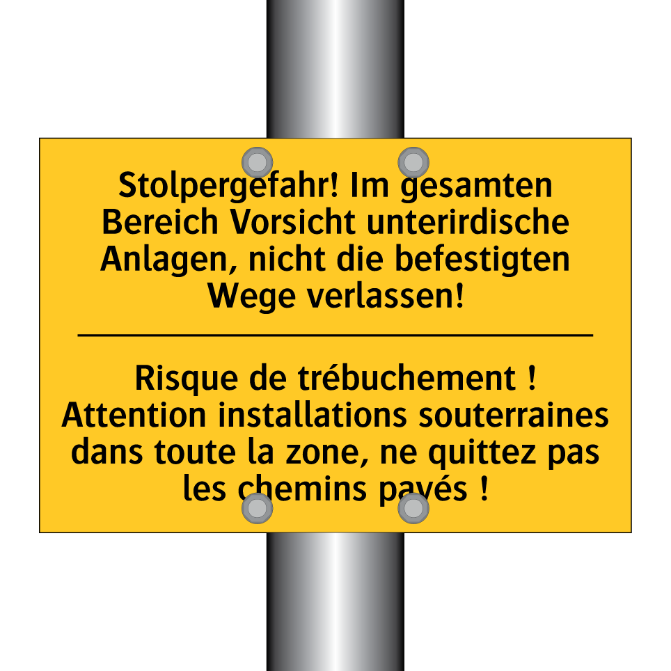 Stolpergefahr! Im gesamten Bereich /.../ - Risque de trébuchement ! Attention /.../