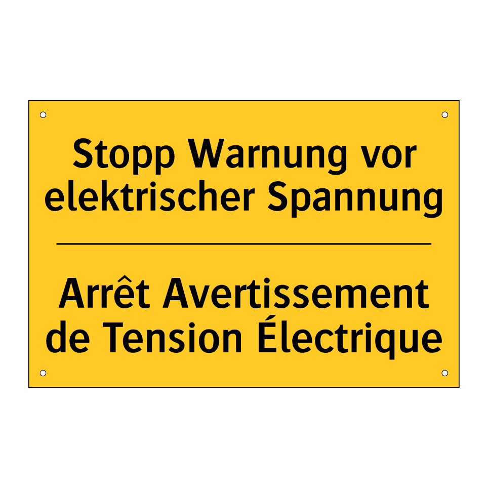 Stopp Warnung vor elektrischer /.../ - Arrêt Avertissement de Tension /.../