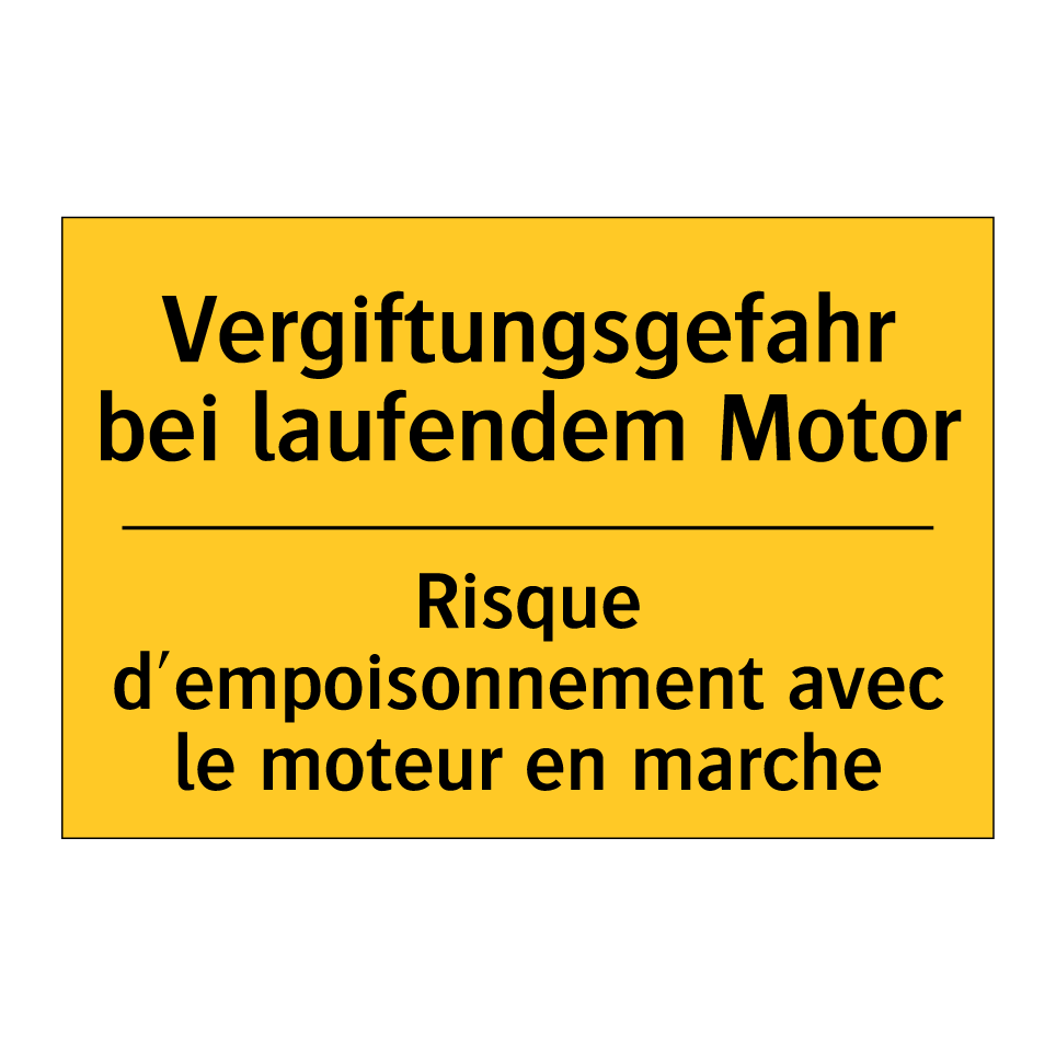 Vergiftungsgefahr bei laufendem /.../ - Risque d'empoisonnement avec le /.../