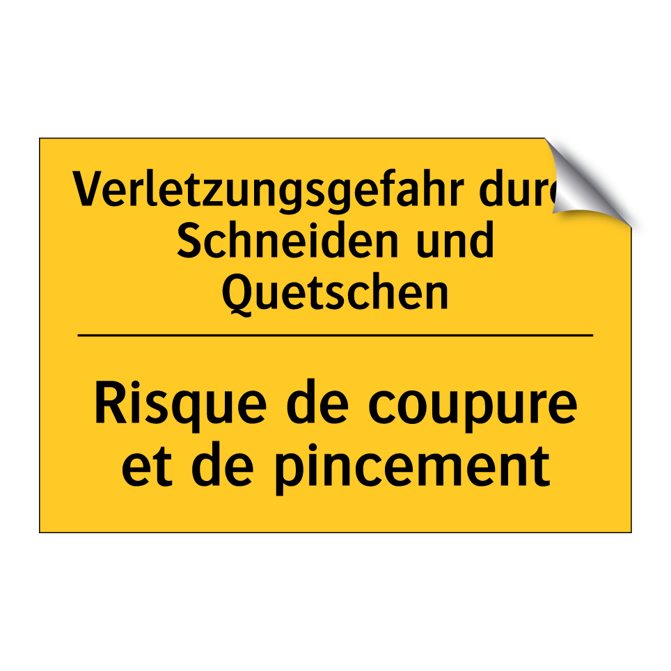 Verletzungsgefahr durch Schneiden /.../ - Risque de coupure et de pincement /.../