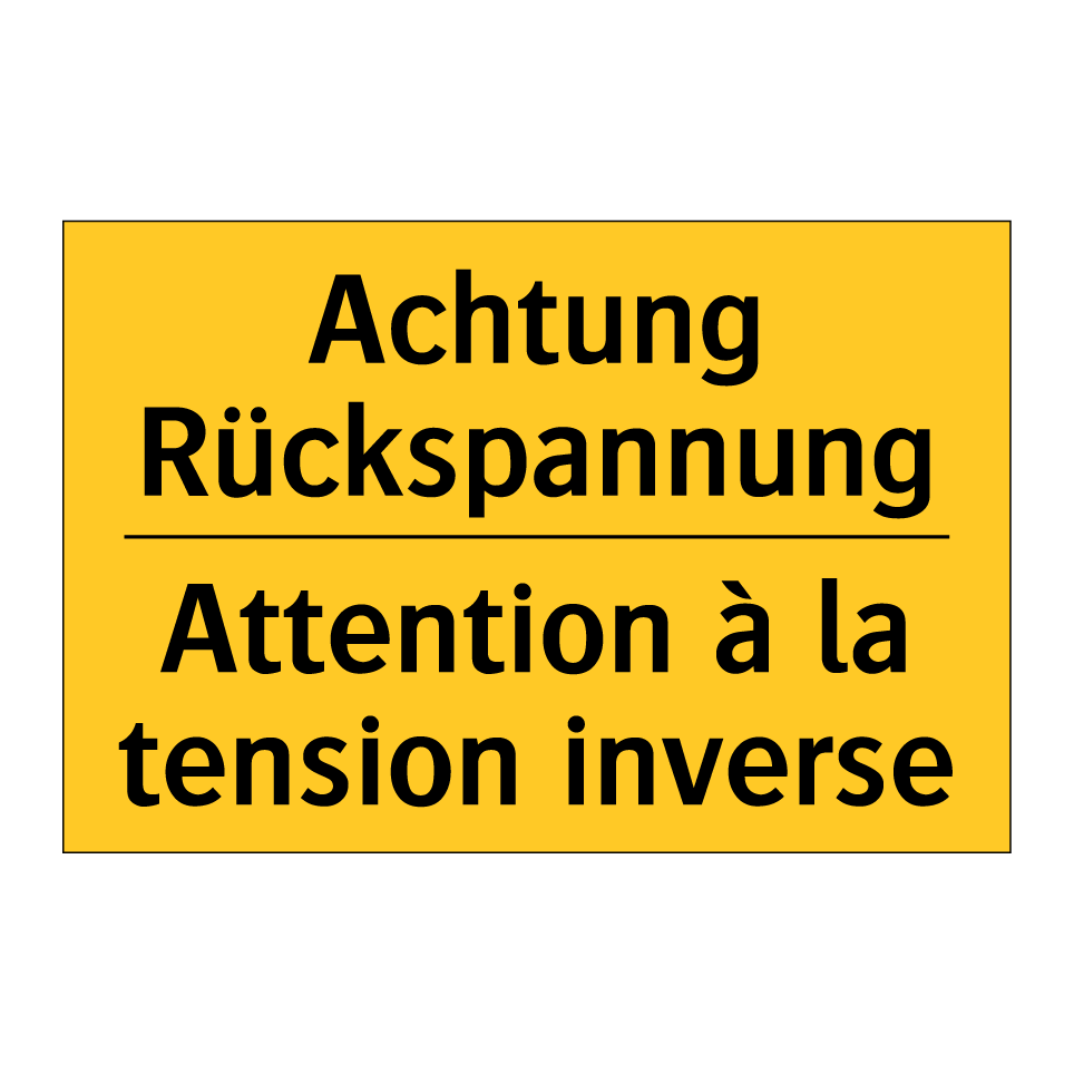 Achtung Rückspannung - Attention à la tension inverse