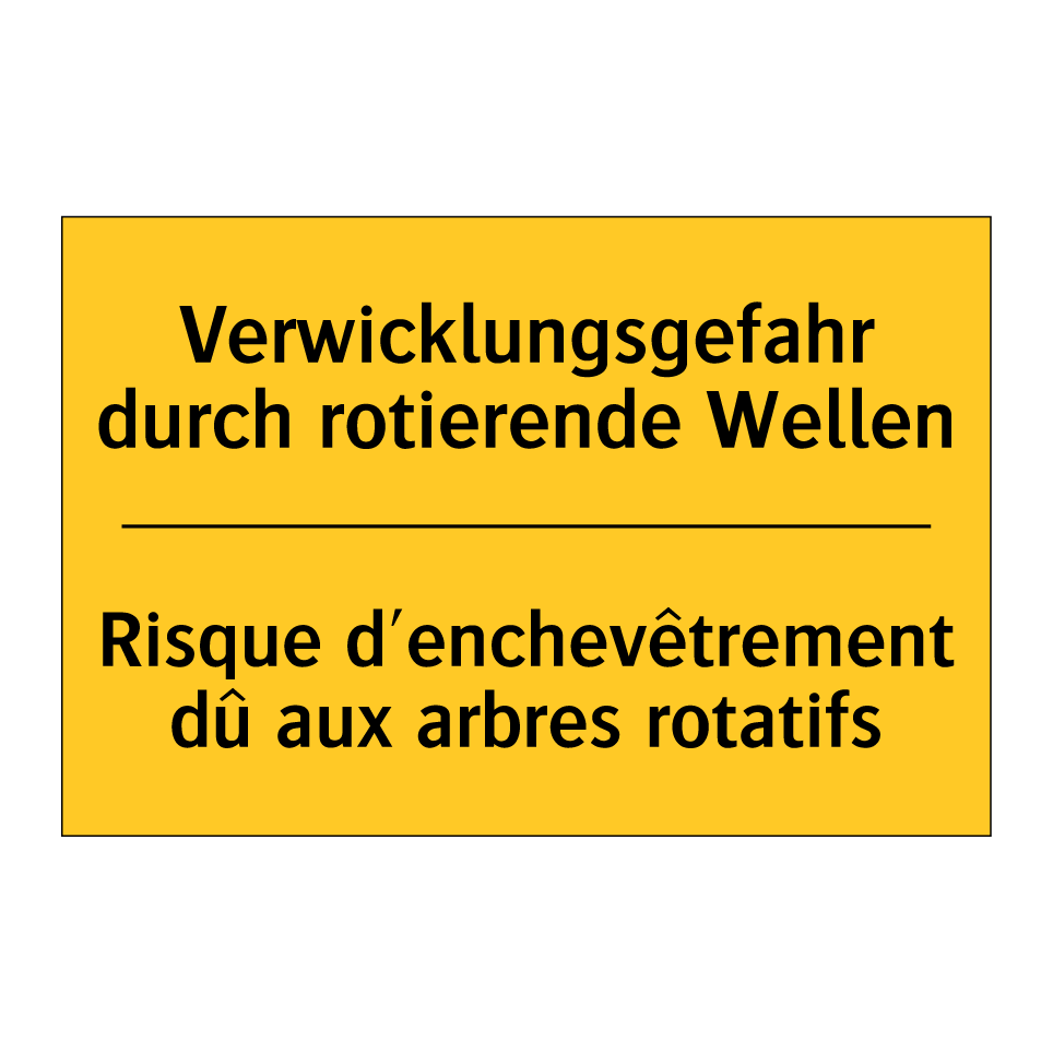 Verwicklungsgefahr durch rotierende /.../ - Risque d'enchevêtrement dû aux /.../