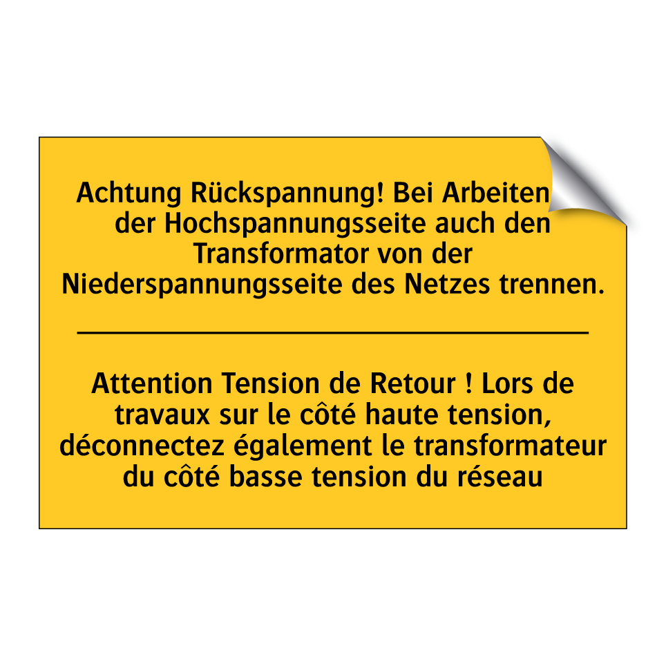 Achtung Rückspannung! Bei Arbeiten /.../ - Attention Tension de Retour ! /.../