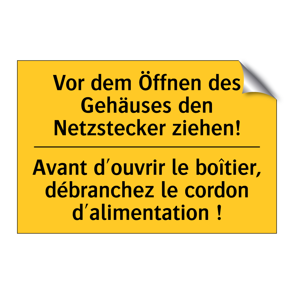 Vor dem Öffnen des Gehäuses den /.../ - Avant d'ouvrir le boîtier, débranchez /.../