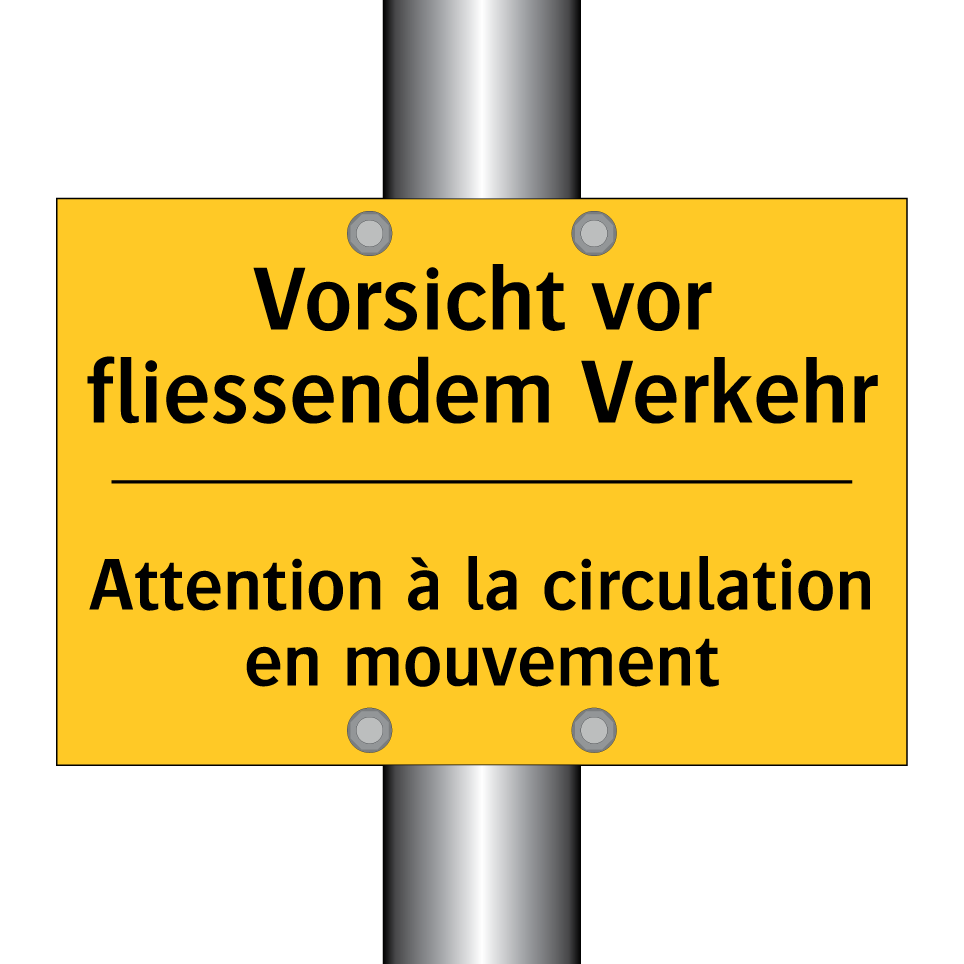 Vorsicht vor fliessendem Verkehr /.../ - Attention à la circulation en /.../