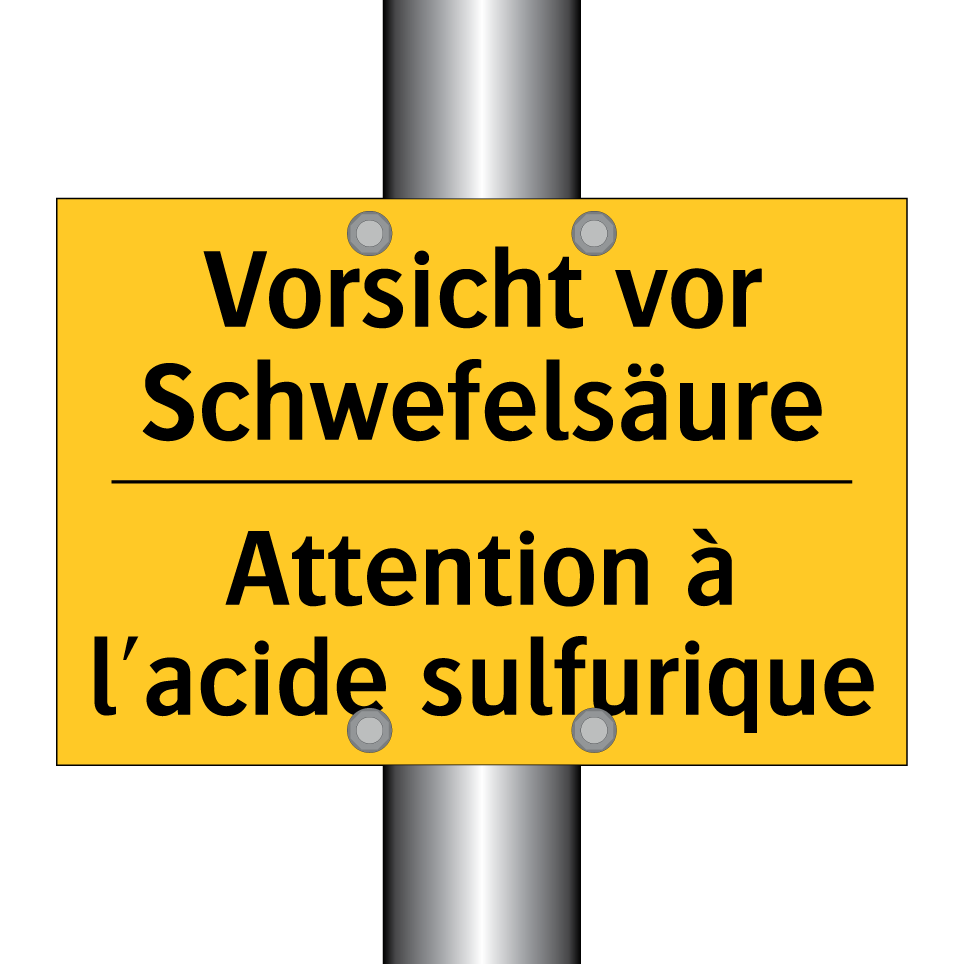 Vorsicht vor Schwefelsäure - Attention à l'acide sulfurique