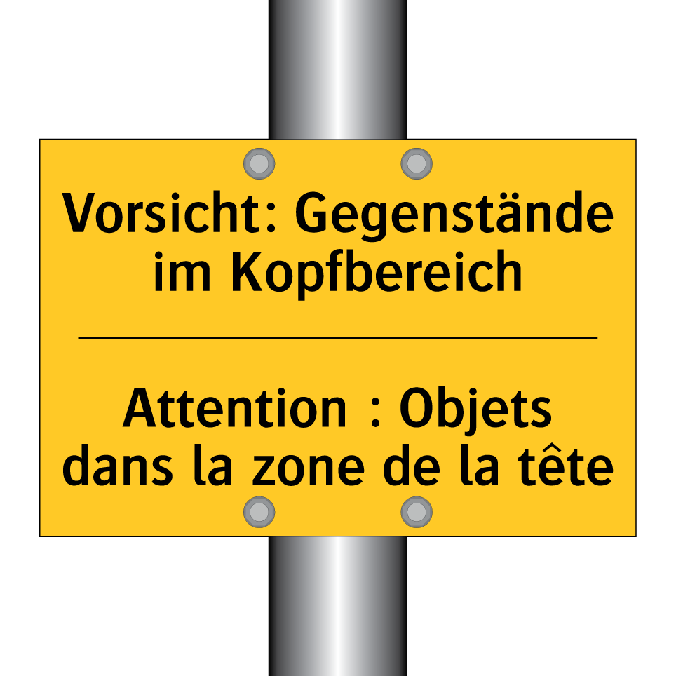 Vorsicht: Gegenstände im Kopfbereich /.../ - Attention : Objets dans la zone /.../